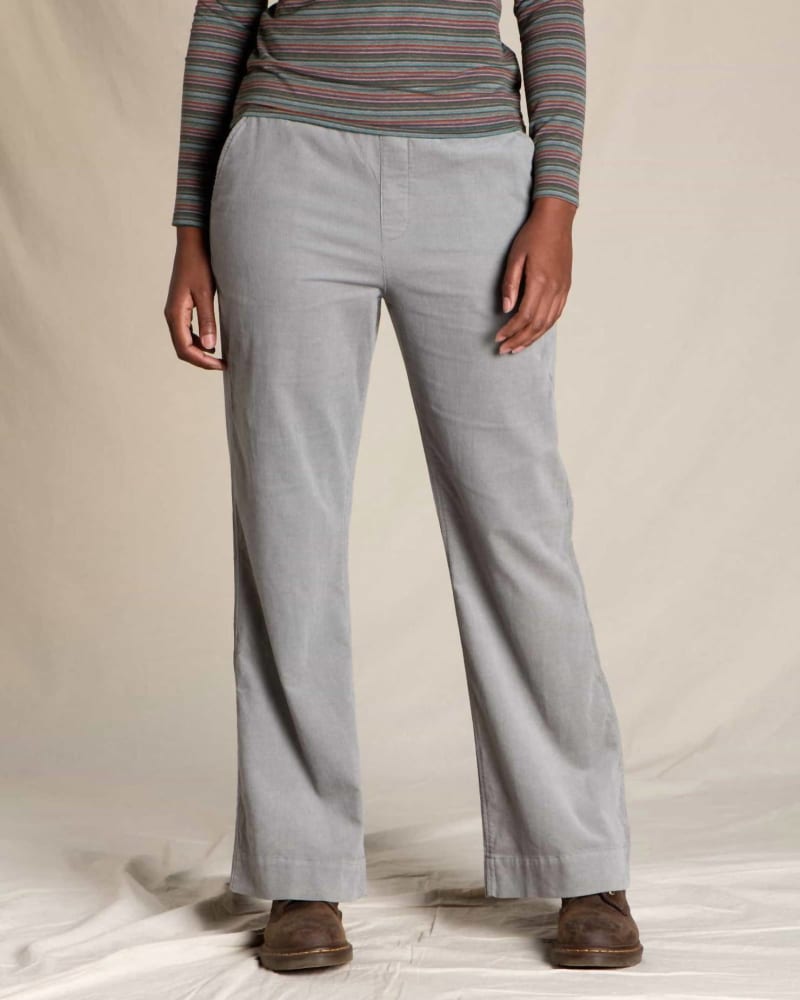 Front of a model wearing a size Large Scouter Cord Pull-On Pant in Light Ash in Light Ash by TOAD&CO. | dia_product_style_image_id:326280